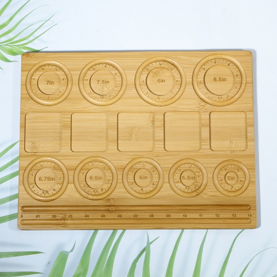 Immagine di 1 Pz Bambù Vassoio per Perline per Gioielli Fai-da-te, Collane, Braccialetti, Perline, Accessori per Infilatura, Tavola Artigianale Rettangolo Naturale 37cm x 28.5cm
