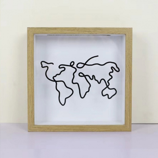 Picture of 1 Piece Acrylic Storage Box Container Adventure Archive Box World Map Natural 20cm x 20cm