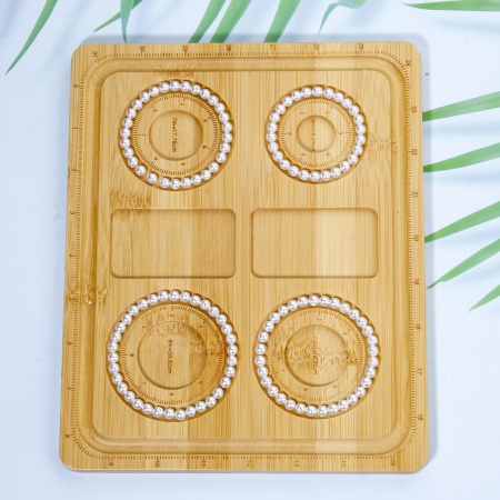 1 Piece Bamboo Beading Tray For DIY Jewelry Bracelet Bead Design Stringing Accessories Craft Board Rectangle Natural 24.5cm x 20cm