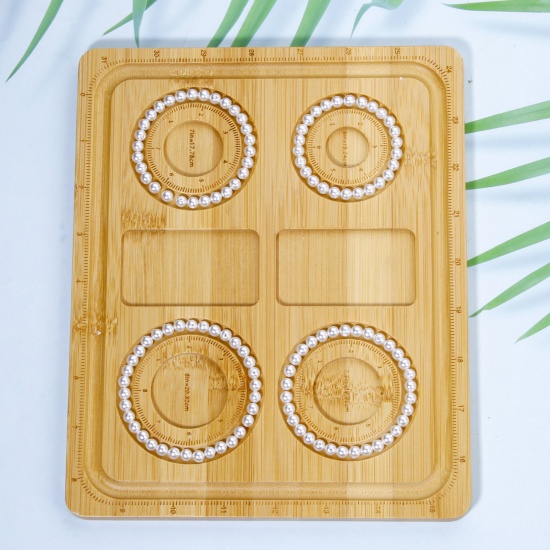 Picture of 1 Piece Bamboo Beading Tray For DIY Jewelry Bracelet Bead Design Stringing Accessories Craft Board Rectangle Natural 24.5cm x 20cm