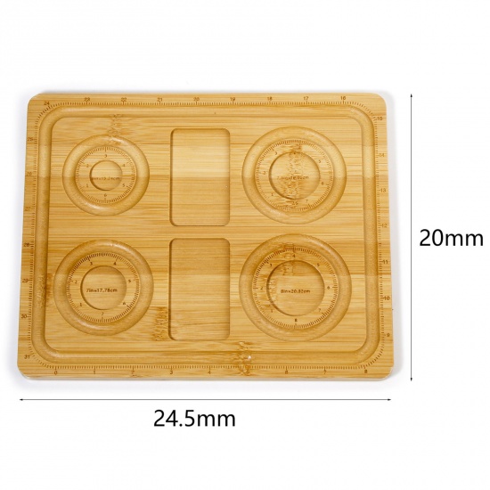 Picture of 1 Piece Bamboo Beading Tray For DIY Jewelry Bracelet Bead Design Stringing Accessories Craft Board Rectangle Natural 24.5cm x 20cm