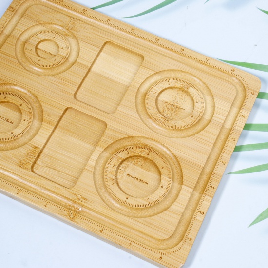 Picture of 1 Piece Bamboo Beading Tray For DIY Jewelry Bracelet Bead Design Stringing Accessories Craft Board Rectangle Natural 24.5cm x 20cm