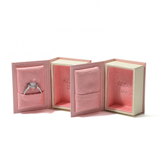 Picture of 1 Piece Paper Jewelry Box For Necklace Bracelet Ring Gift Display Packaging Book Pink 5.6cm x 4cm x 2.2cm