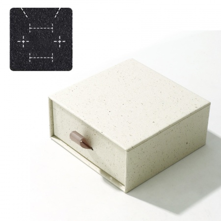 Image de 1 Pièce Boîte-Cadeau à Bijoux à Tiroir Coulissant en Papier Carré Crème 8cm x 8cm x 3.6cm