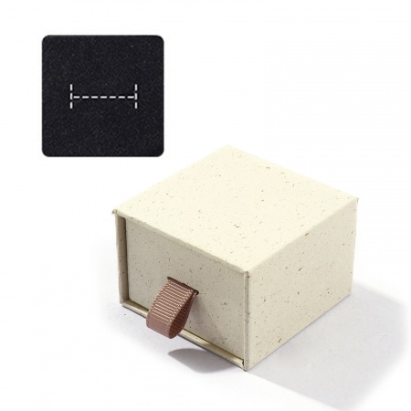 Bild von 2 Stück Papier Schmuck-Geschenkbox mit herausziehbarer Schublade Quadrat Beige 5cm x 5cm x 3.5cm