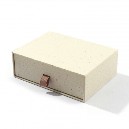 Bild von 2 Stück Papier Schmuck-Geschenkbox mit herausziehbarer Schublade Rechteck Beige 12cm x 9cm x 4cm