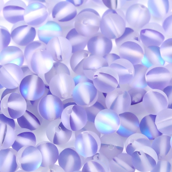 Picture of Glass Imitation Glitter Polaris Beads Round Blue Violet Translucent Frosted About 6mm Dia, Hole: Approx 0.9mm, 100 PCs