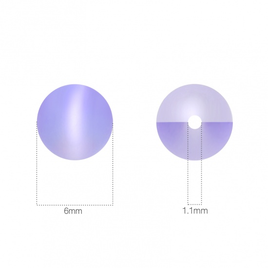Изображение Glass Imitation Glitter Polaris Beads Round Blue Violet Translucent Frosted About 6mm Dia, Hole: Approx 0.9mm, 100 PCs