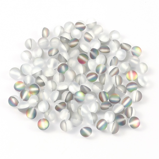 Изображение Glass Imitation Glitter Polaris Beads Round Multicolor Translucent Frosted About 6mm Dia, Hole: Approx 0.9mm, 100 PCs