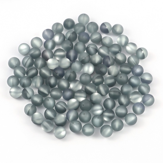 Picture of Glass Imitation Glitter Polaris Beads Round Gray Translucent Frosted About 6mm Dia, Hole: Approx 0.9mm, 100 PCs