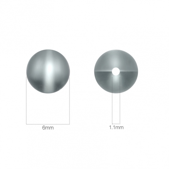 Picture of Glass Imitation Glitter Polaris Beads Round Gray Translucent Frosted About 6mm Dia, Hole: Approx 0.9mm, 100 PCs