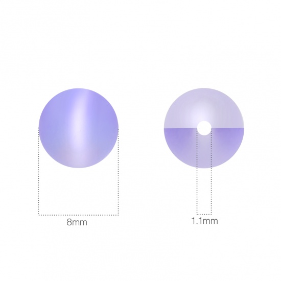 Picture of Glass Imitation Glitter Polaris Beads Round Blue Violet Translucent Frosted About 8mm Dia, Hole: Approx 0.9mm, 100 PCs