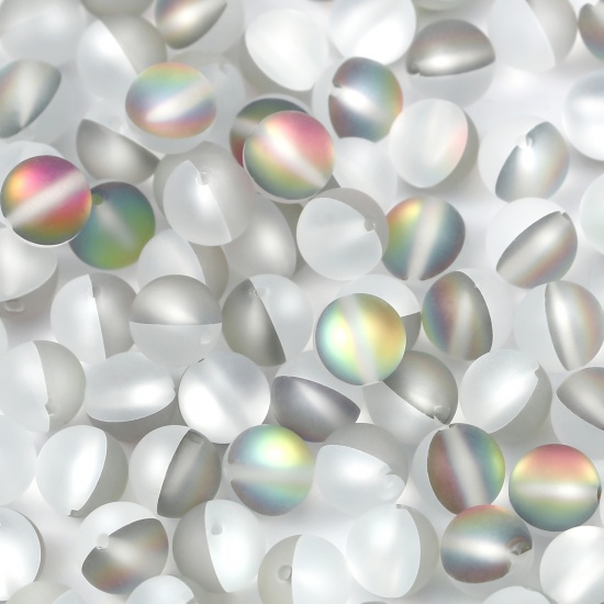 Picture of Glass Imitation Glitter Polaris Beads Round Multicolor Translucent Frosted About 8mm Dia, Hole: Approx 0.9mm, 100 PCs