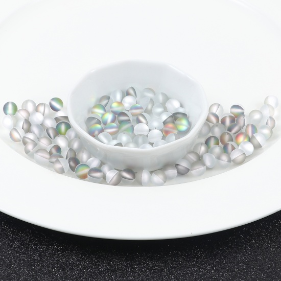 Изображение Glass Imitation Glitter Polaris Beads Round Multicolor Translucent Frosted About 8mm Dia, Hole: Approx 0.9mm, 100 PCs