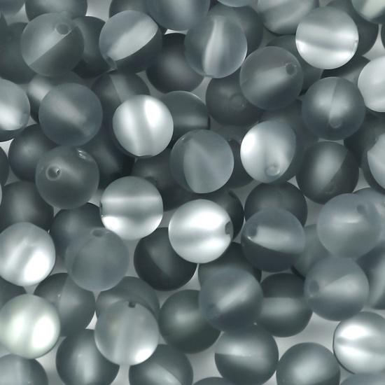 Picture of Glass Imitation Glitter Polaris Beads Round Gray Translucent Frosted About 8mm Dia, Hole: Approx 0.9mm, 100 PCs