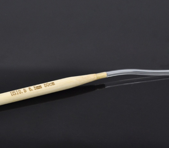 Immagine di (US10.5 6.5mm) Bambù Circolare Ferri da Maglia Naturale 50cm Lunghezza, 1 Paio