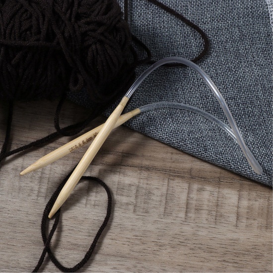 Picture of (US10.5 6.5mm) Bamboo Circular Knitting Needles Natural 50cm(19 5/8") long, 1 Pair
