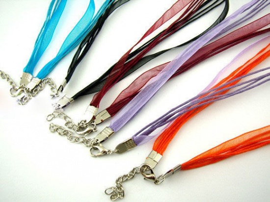 Picture of Organza Ribbon Necklace At Random Mixed 43.2cm(17") long, 20 PCs