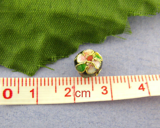 Immagine di Cloisonne Separatori Perline Tondo Colore Misto Fiore Disegno Circa 8mm Dia, Foro: Circa 1.5mm, 50 Pz