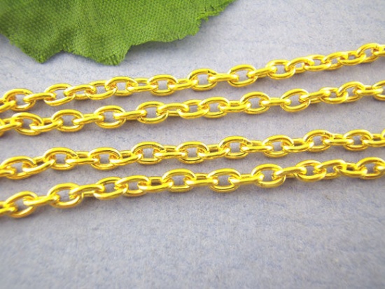 Picture of Alloy Link Cable Chain Findings Gold Plated 4x3mm(1/8"x1/8"), 5 M