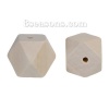 Picture of Natural Hinoki Wood Spacer Beads Square Faceted 25mm x 25mm, Hole: Approx 4mm, 10 PCs