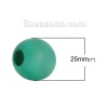 Immagine di Legno di Hinoki Separatori Perline Tondo Verde Blu Circa: 25mm Dia, Foro: Circa 10mm - 9mm, 20 Pz