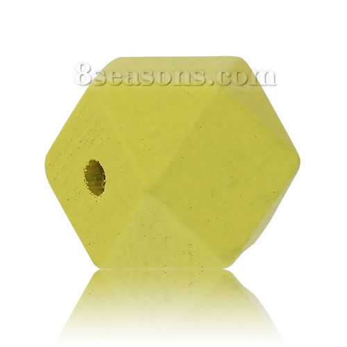 Picture of Hinoki Wood Spacer Beads Octagon Yellow 20mm x 20mm, Hole: Approx 4mm, 20 PCs