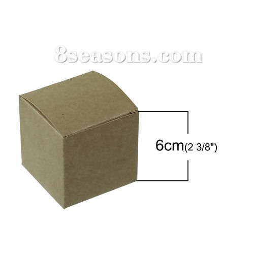 Picture of Paper Jewelry Gift Flower Wrapping Box Brown 60mm(2 3/8") x 60mm(2 3/8") , 10 PCs