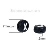 Picture of Acrylic Spacer Beads Round Black Mixed Alphabet /Letter Pattern About 7mm Dia, Hole: Approx 1.3mm, 260 PCs