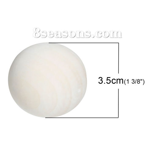 Picture of Natural Hinoki Wood Spacer Beads Round About 35mm Dia, Hole: Approx No Hole, 5 PCs