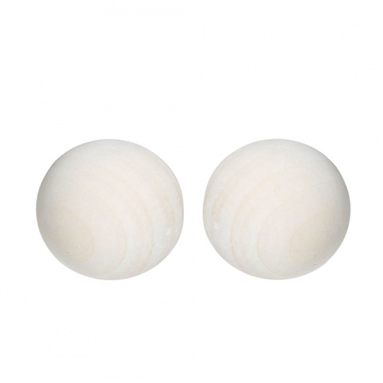 Picture of Natural Hinoki Wood Spacer Beads Round About 35mm Dia, Hole: Approx No Hole, 5 PCs