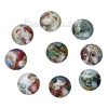 Picture of Glass Dome Seals Cabochon Round Flatback At Random Mixed Christmas Santa Claus Pattern Transparent 25mm(1") Dia, 10 PCs