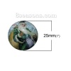 Изображение Стеклянные Газоплотный Кабошон Круглые, Случайно с узором Дед Мороз Прозрачный 25мм диаметр, 10 ШТ