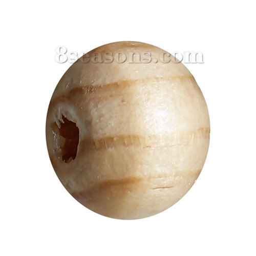 Bild von Hinoki Holz Zwischenperlen Spacer Perlen Rund Naturfarben ca. 8mm D., Loch:ca. 2.3mm, 300 Stück