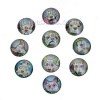 Picture of Glass Day Of The Dead Dome Seals Cabochon Sugar Skull Flatback Round At Random Mixed Animal Pattern Transparent 25mm(1") Dia, 10 PCs