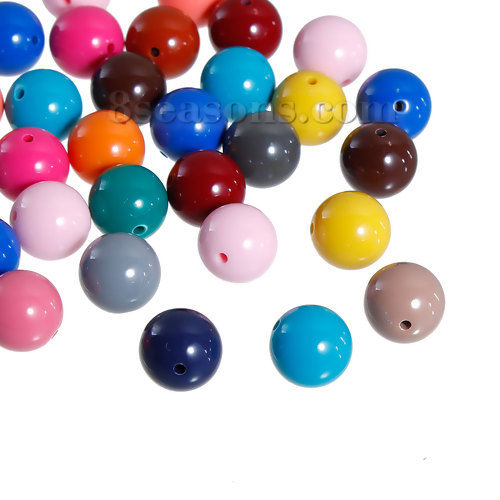 Picture of Acrylic Bubblegum Beads Round At Random Mixed About 14mm Dia, Hole: Approx 1.5mm, 50 PCs