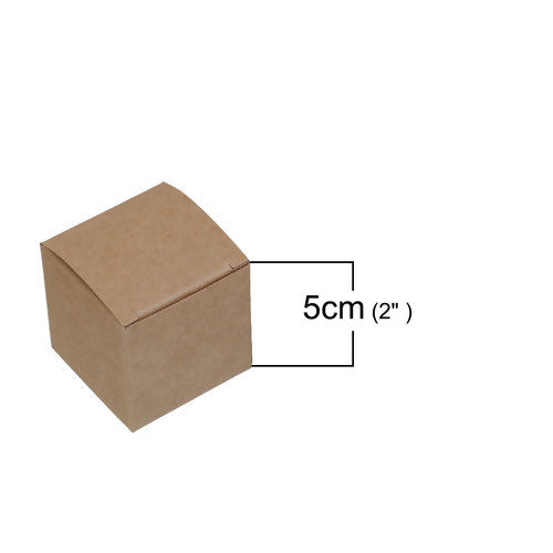 Picture of Kraft Brown Paper Jewelry Gift Flower Wrapping Box Brown Square 50mm(2") x 50mm(2") , 20 PCs