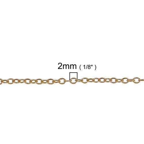 Picture of Iron Based Alloy Link Cable Chain Findings Gold Plated 2x1.5mm( 1/8" x1.5mm), 5 M