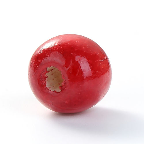 Bild von Hinoki Holz Zwischenperlen Spacer Perlen Rund Rot ca. 14mm D. Loch:ca. 4mm-3mm 200 Stück
