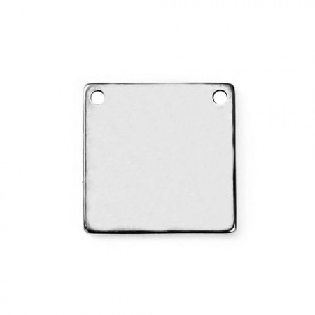 304 Stainless Steel Blank Stamping Tags Connectors Charms Pendants Square Silver Tone Roller Burnishing 15mm x 15mm, 5 PCs