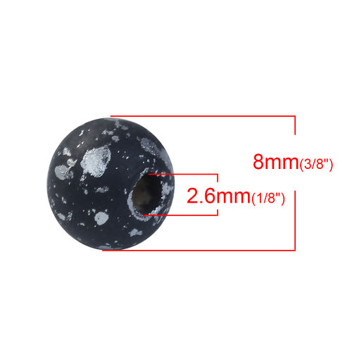 Picture of Hinoki Wood Spacer Beads Round Black About 8mm Dia, Hole: Approx 2.6mm, 300 PCs