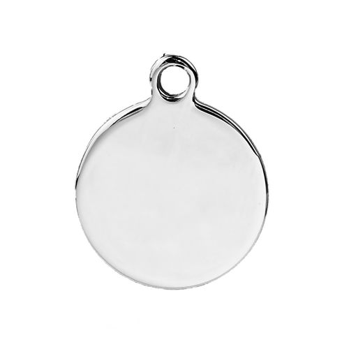 Picture of Stainless Steel Blank Stamping Tags Charms Round Silver Tone Double-sided Polishing 24mm x 20mm, 2 PCs