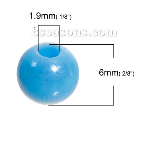 Picture of Acrylic Bubblegum Beads Round At Random Mixed Opaque About 6mm Dia, Hole: Approx 1.9mm, 1000 PCs