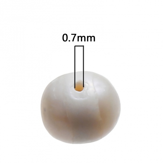 Picture of Freshwater Cultured Pearl Beads Round White About 8mm Dia. - 7mm, Hole: Approx 0.7mm, 10 PCs