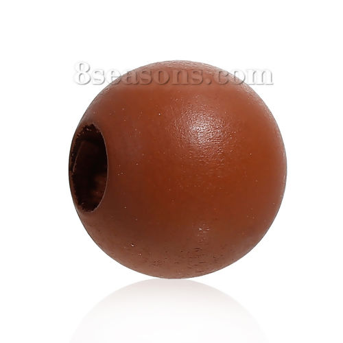 Picture of Hinoki Wood Spacer Beads Round Coffee About 24mm Dia, Hole: Approx 9.4mm, 20 PCs