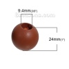 Picture of Hinoki Wood Spacer Beads Round Coffee About 24mm Dia, Hole: Approx 9.4mm, 20 PCs