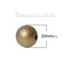 Picture of Hinoki Wood Spacer Beads Round Golden About 24mm Dia, Hole: Approx 5.3mm, 20 PCs