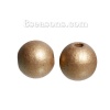 Picture of Hinoki Wood Spacer Beads Round Golden About 15mm Dia, Hole: Approx 3.6mm, 50 PCs