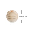 Immagine di Legno di Hinoki Separatori Perline Tondo Naturale Striscia Disegno Circa: 21mm x 20mm, Foro: Circa 6mm, 30 Pz