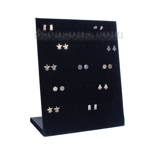 Image de Présentoirs à Bijoux en Acrylique Forme Rectangle Noir 24.5cm x 22.2cm , 1 Pièce